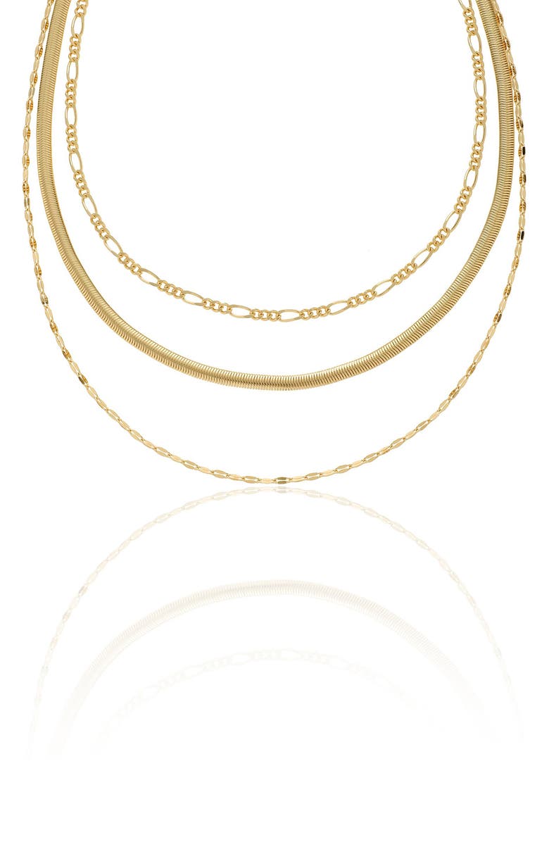 Ettika Layered Mixed Chain Necklace, Main, color, Gold