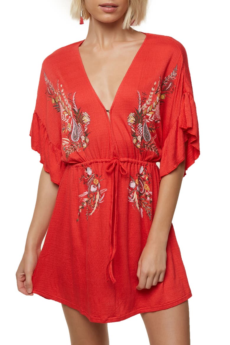 Mikhaela Keyhole Neck Dress, Main, color, POPPY RED