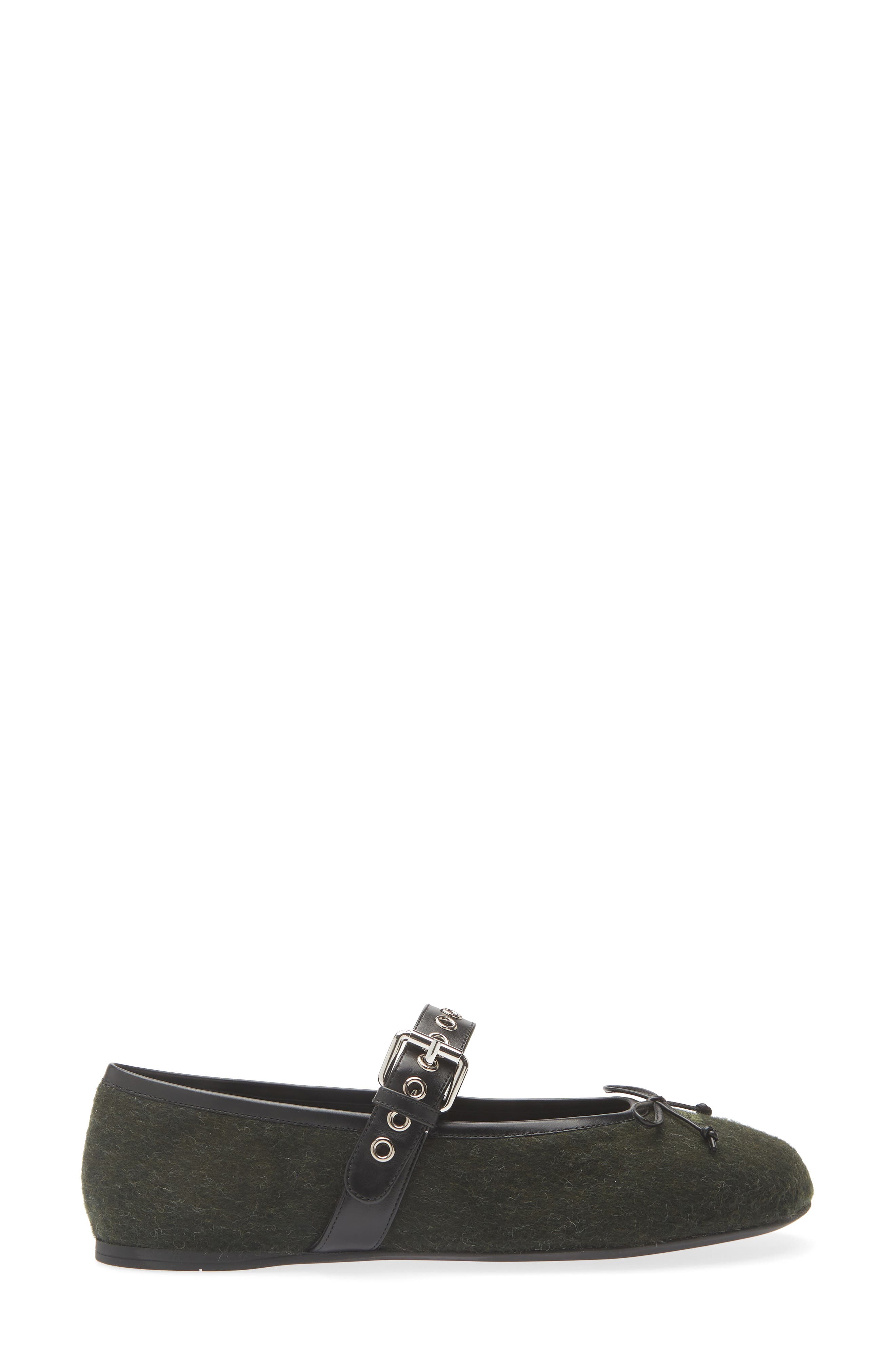 Virgin Wool Flannel Mary Jane Ballet Flat, Alternate, color, LODEN