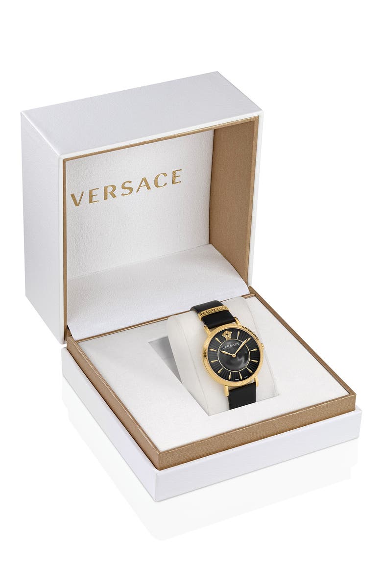 V-Eternal Leather Strap Watch, Alternate, color, GOLD