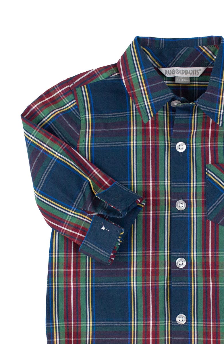 RuggedButts Plaid Button-Down Shirt & Woven Joggers Set, Alternate, color, 