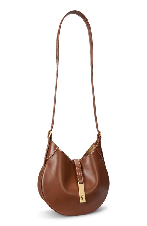 Polo Ralph Lauren Womens Cuoio Polo Id Small Leather Shoulder Bag In Brown