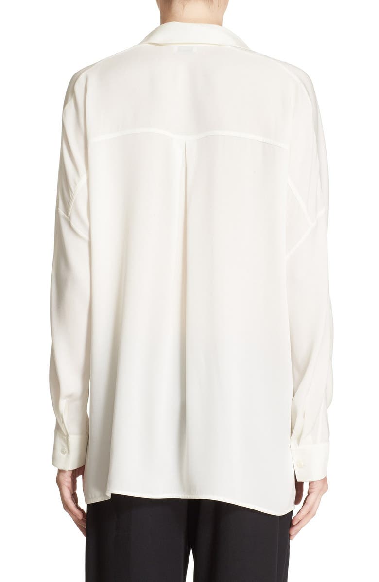 Vince V-Neck Stretch Silk Blouse, Alternate, color, 