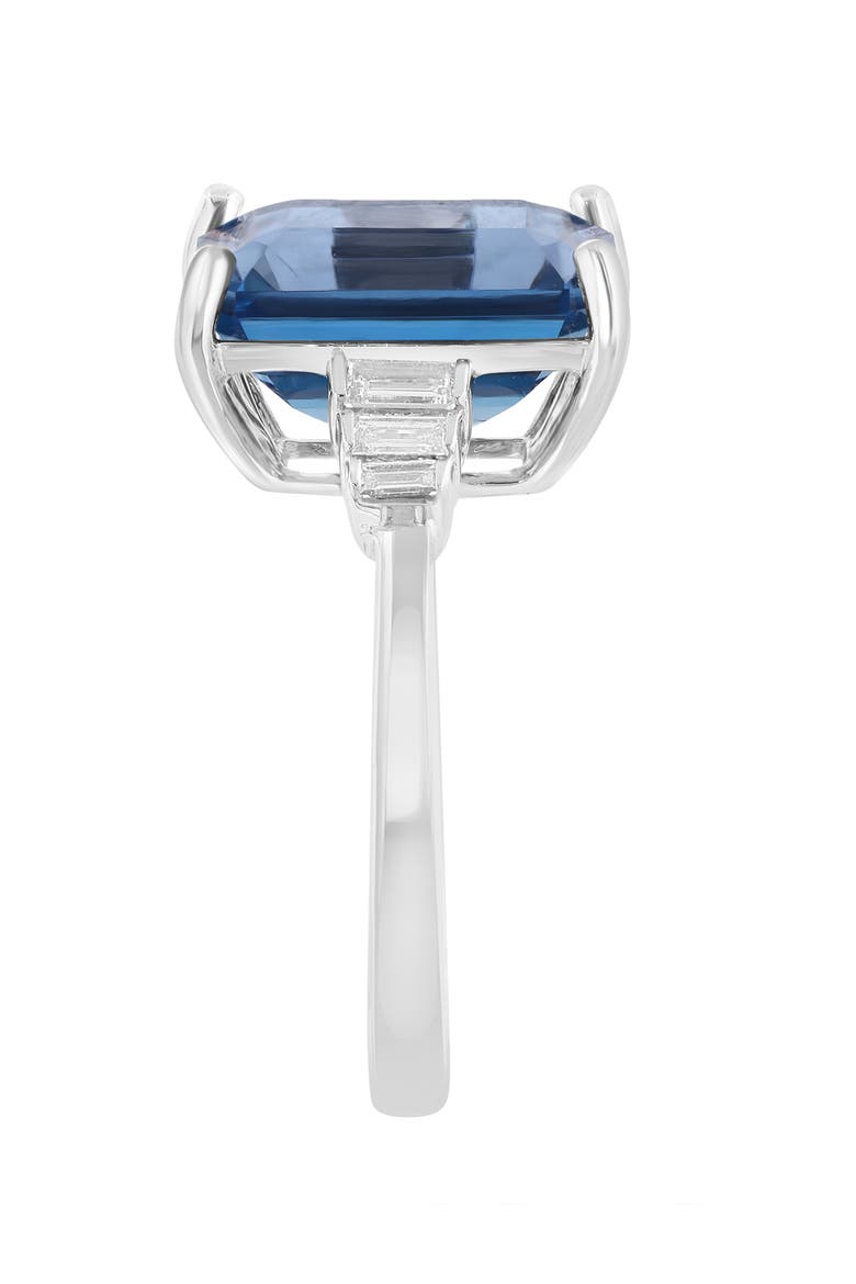 14K White Gold Diamond & London Blue Topaz Three-Stone Ring, Alternate, color, 14K Gold