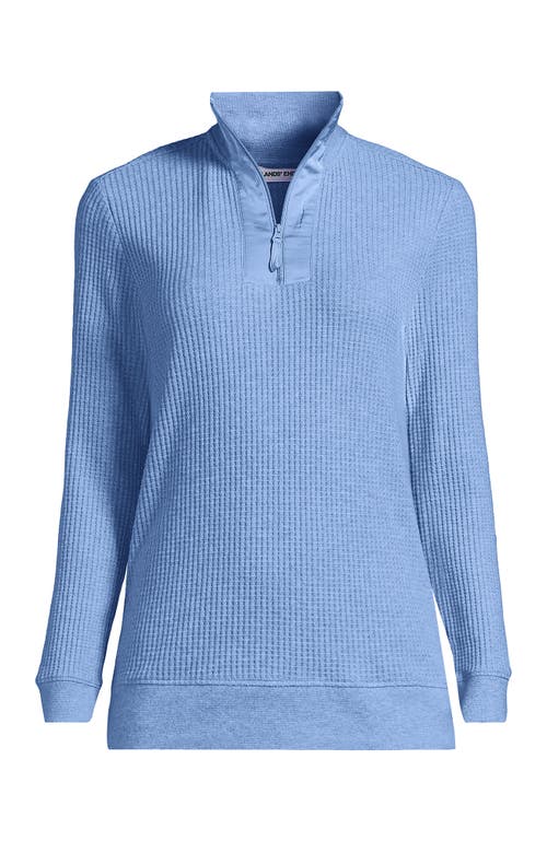 Lands' End Long Sleeve Waffle Quarter Zip Pullover In Multi