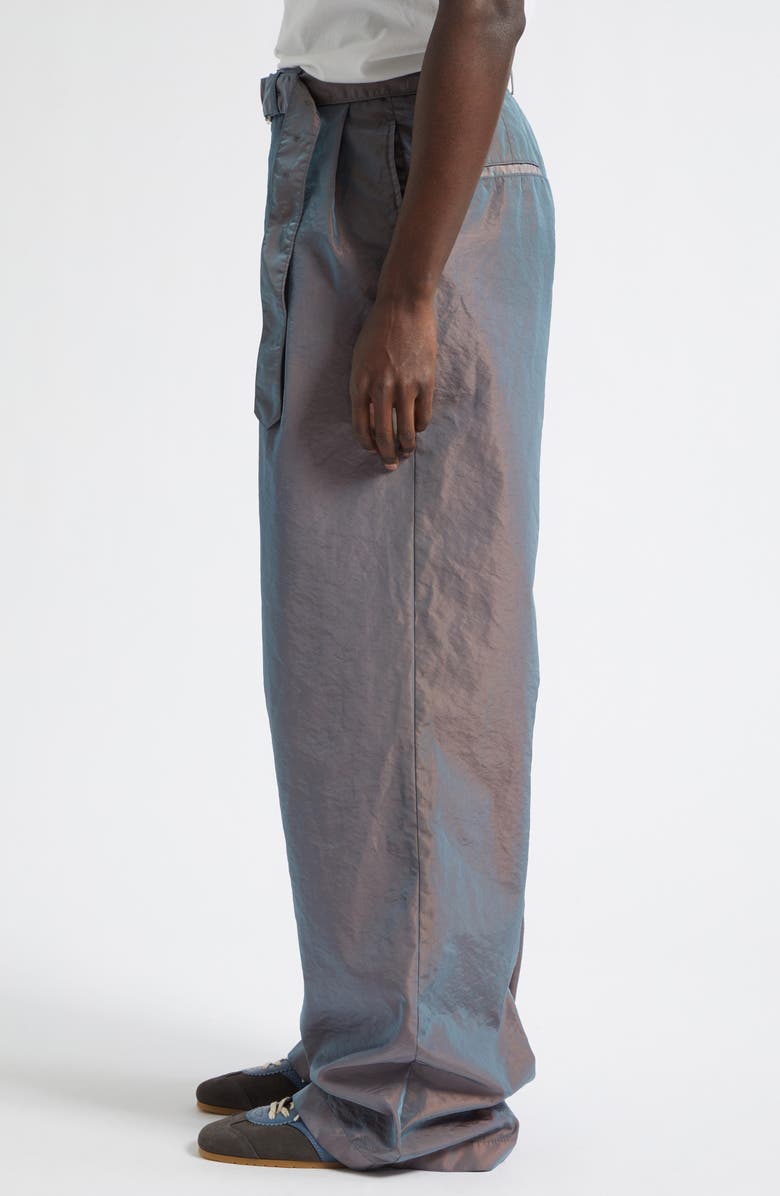 Dries Van Noten Preaches Belted Pleated Wide Leg Pants, Alternate, color, Sky