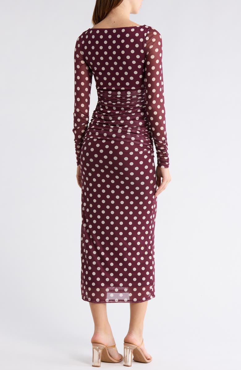 AFRM LOS ANGELES Wreneth Polka Dot Long Sleeve Dress, Alternate, color, Burgundy Dots