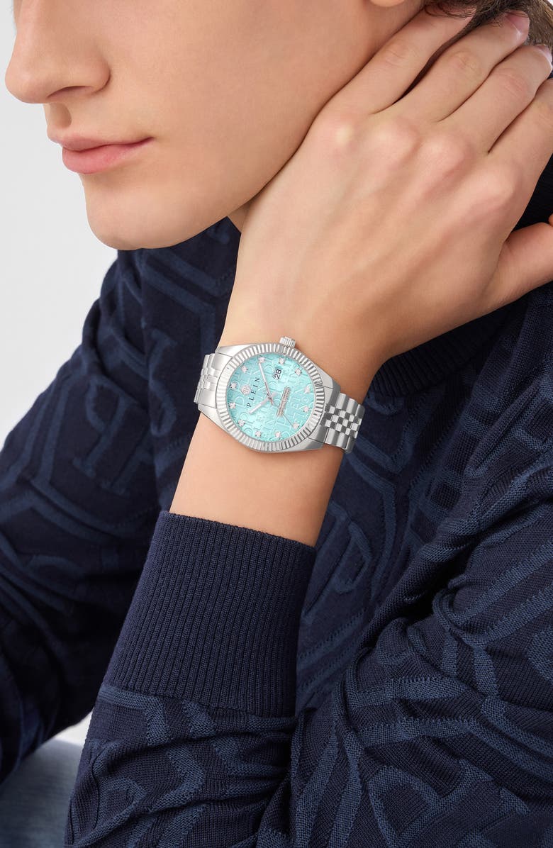 PHILIPP PLEIN Date Superlative Crystal Bracelet Watch, 41mm, Alternate, color,