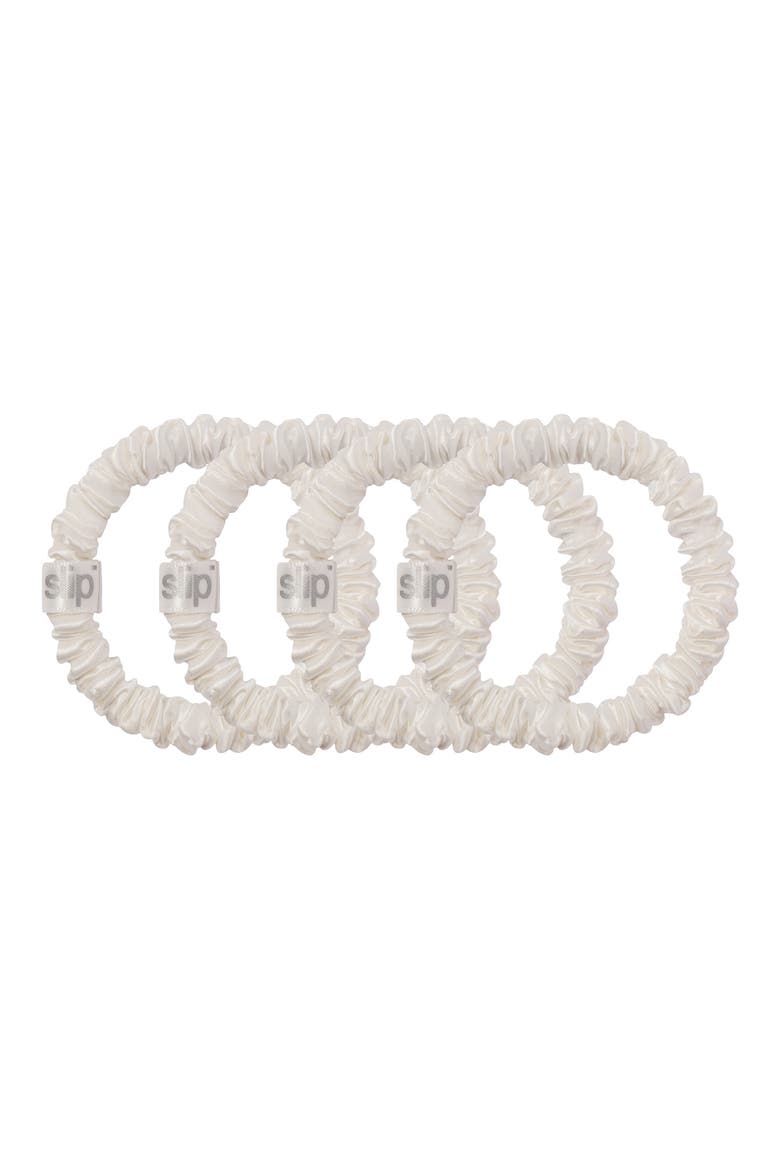 4-Pack Skinny Silk Scrunchies, Main, color, WHITE