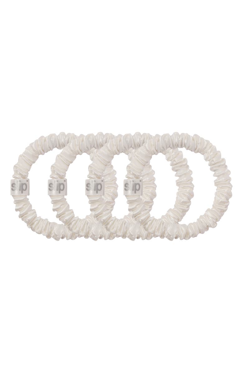slip 4-Pack Skinny Silk Scrunchies, Main, color, White