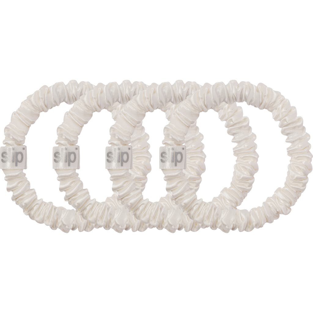 Slip 4-pack Skinny Silk Scrunchies In White