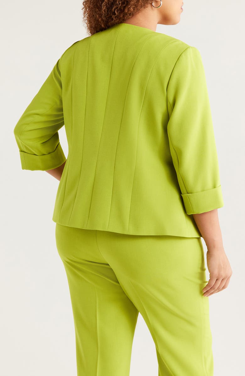 KASPER Cardigan-Style Stretch Crepe Blazer, Alternate, color, Kiwi