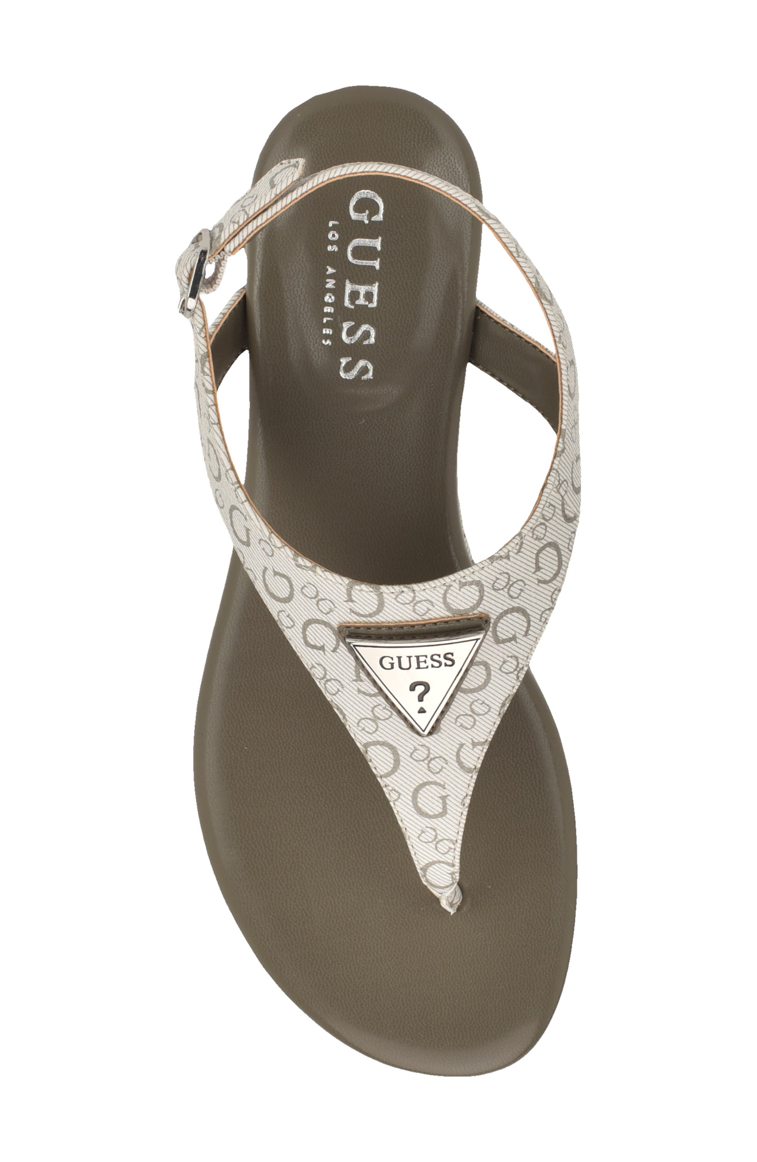 GUESS Jerrah Faux Leather Thong Sandal, Alternate, color, White