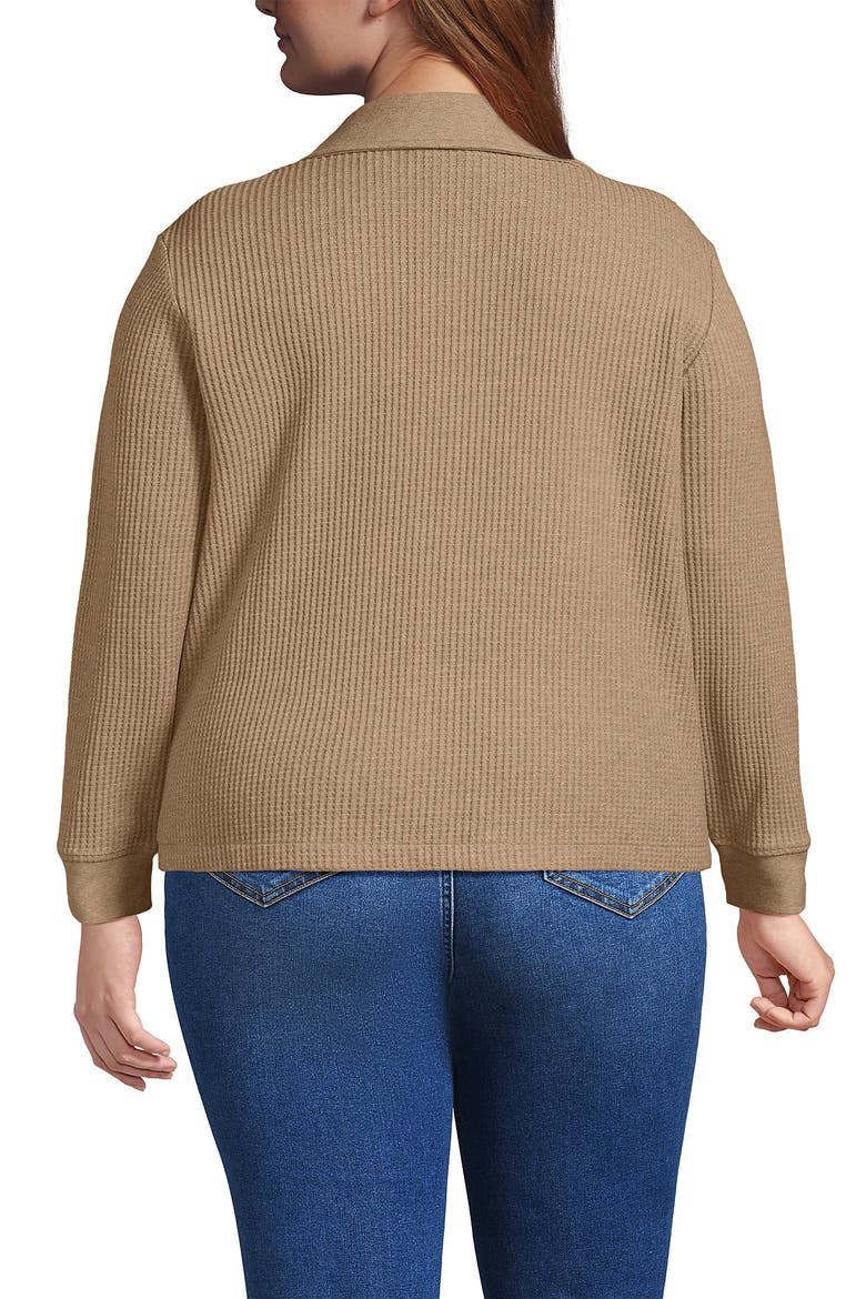 Waffle Relaxed Long Sleeve Shirt Jacket, Alternate, color, Light Toffee Heather