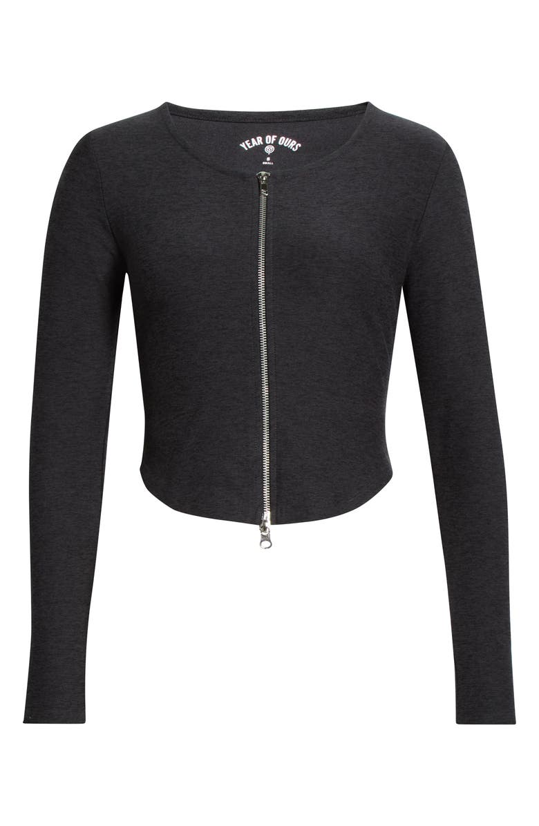Year of Ours Stretch Zip Up Cardigan, Alternate, color, Heather Black