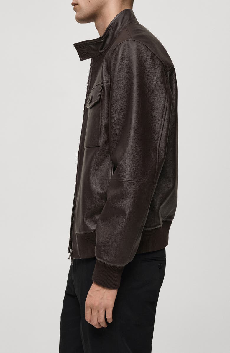 MANGO Leather Biker Jacket, Alternate, color, 