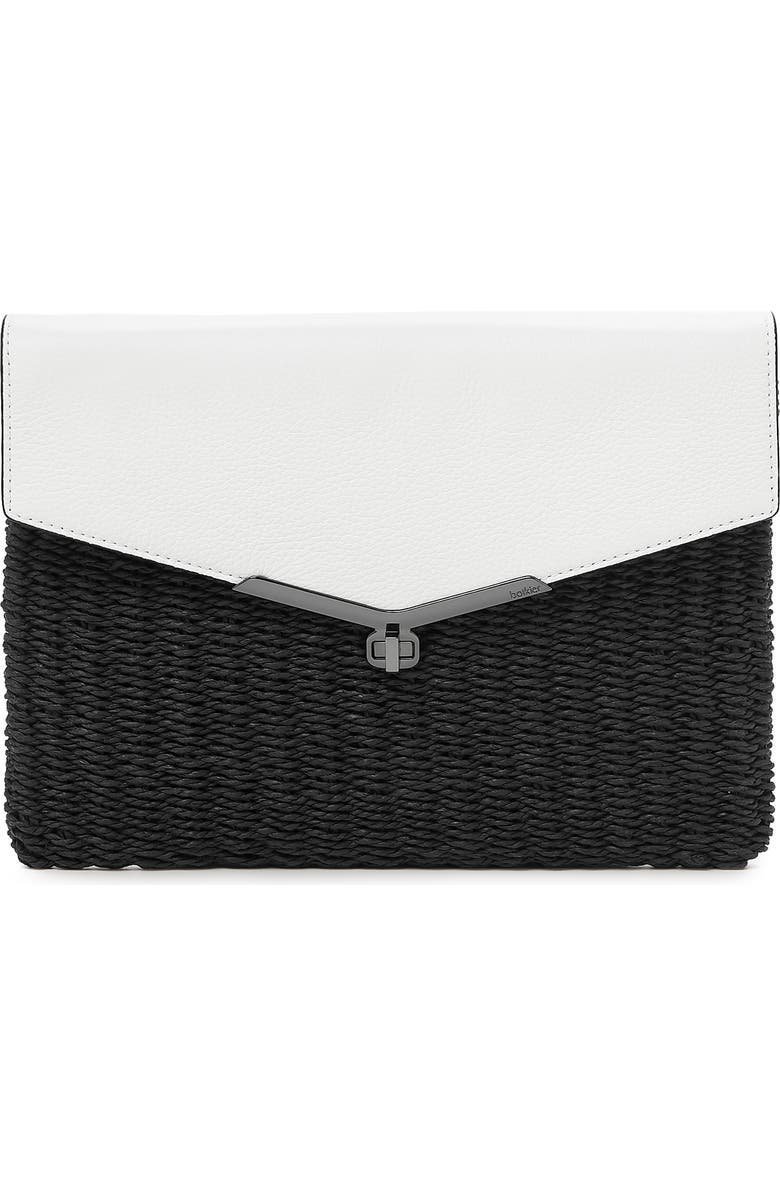 Botkier Valentina Straw & Leather Envelope Clutch, Main, color,