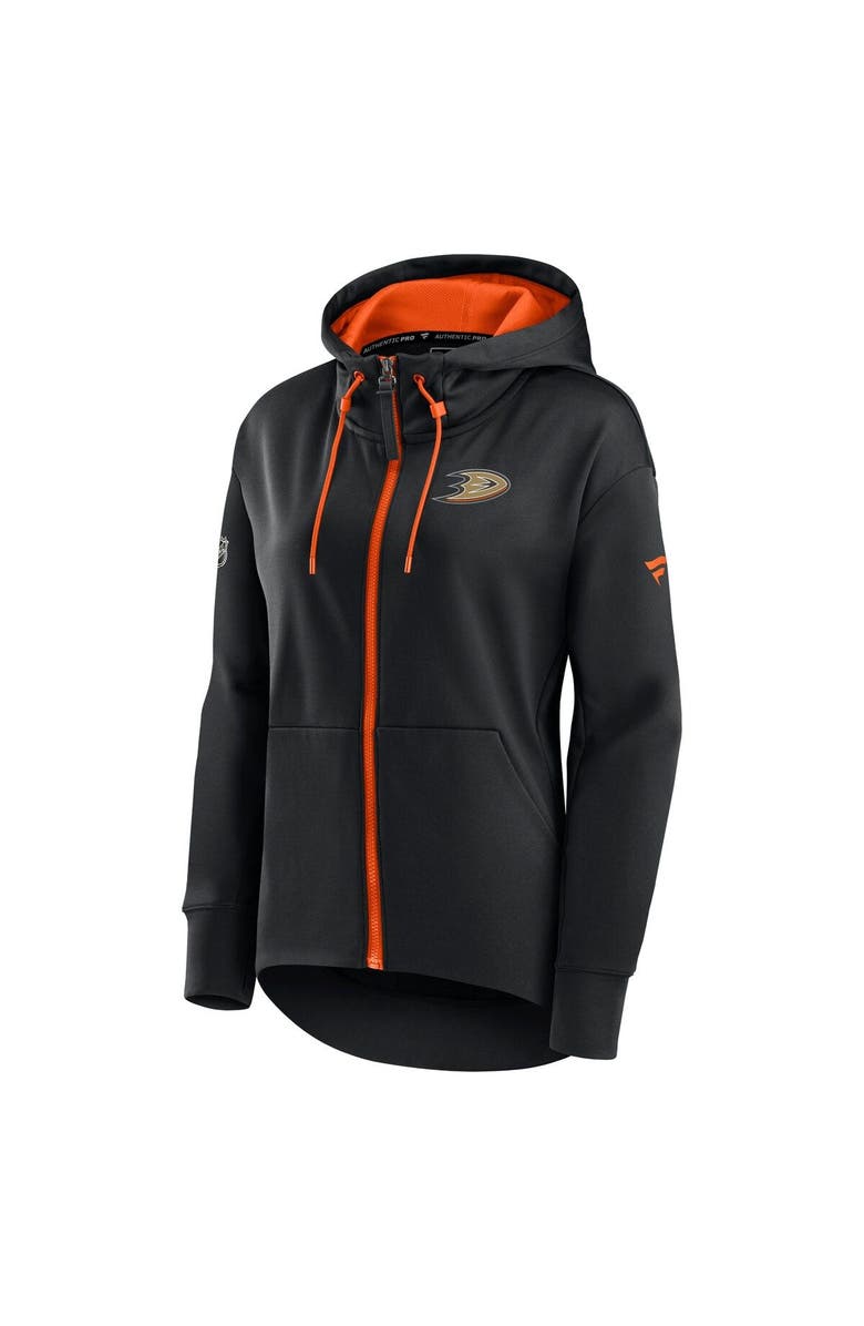 FANATICS Women's Fanatics Branded Black Anaheim Ducks Authentic Pro Rink Full-Zip Hoodie, Alternate, color,