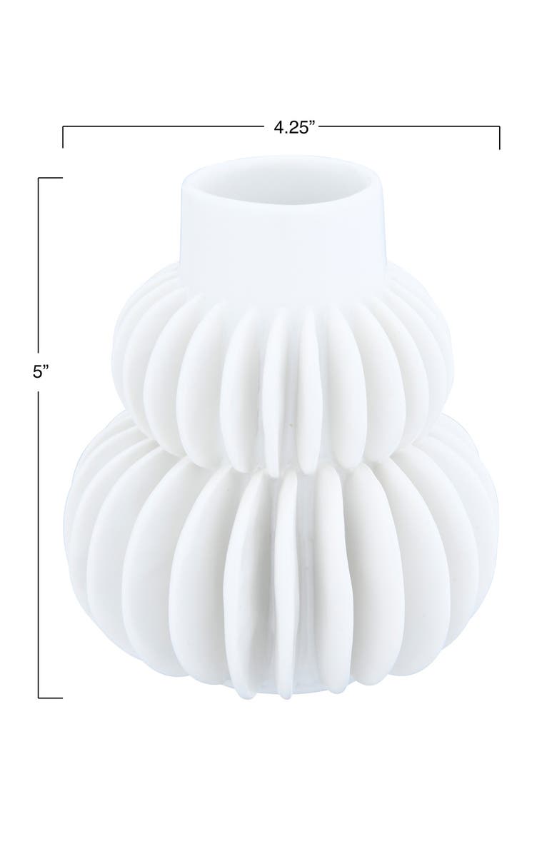Storied Home Stoneware Vase with Half Circle Pleated Design, White, Alternate, color, White