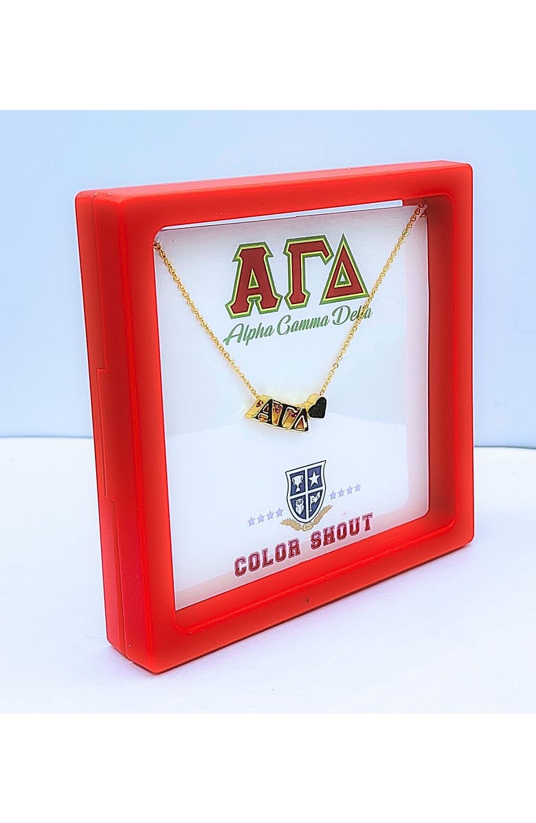 Color Shout Alpha Gamma Delta Sorority Gold Heart Necklace, Alternate, color, Yellow Gold