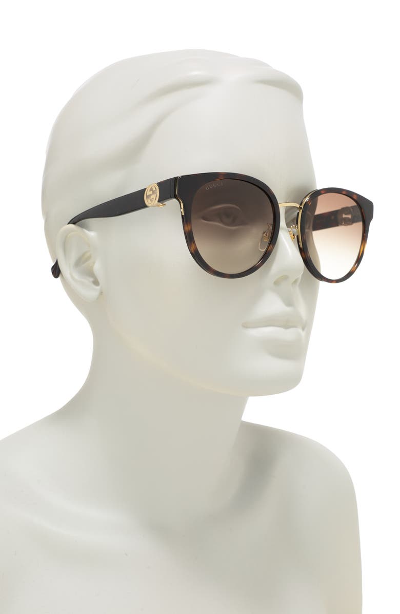 Gucci 56mm Round Sunglasses, Alternate, color, Havana Brown