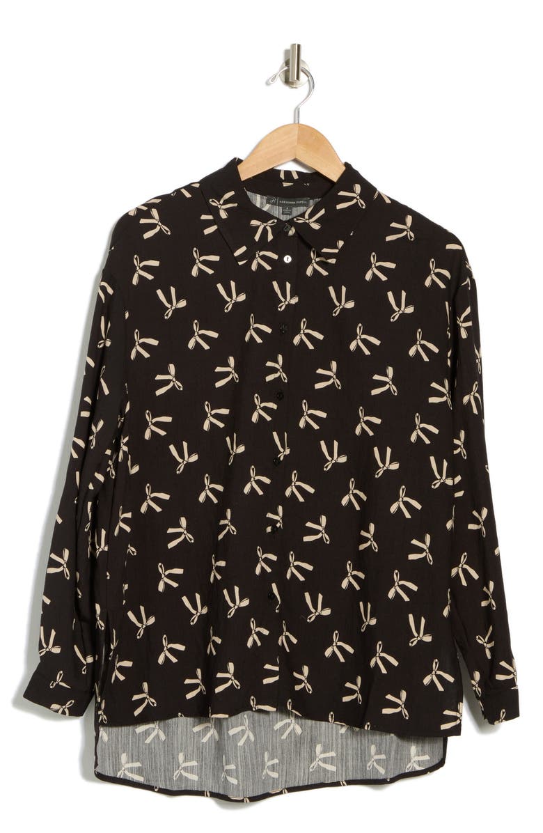 Adrianna Papell Bow Button-Up Shirt, Alternate, color, 
