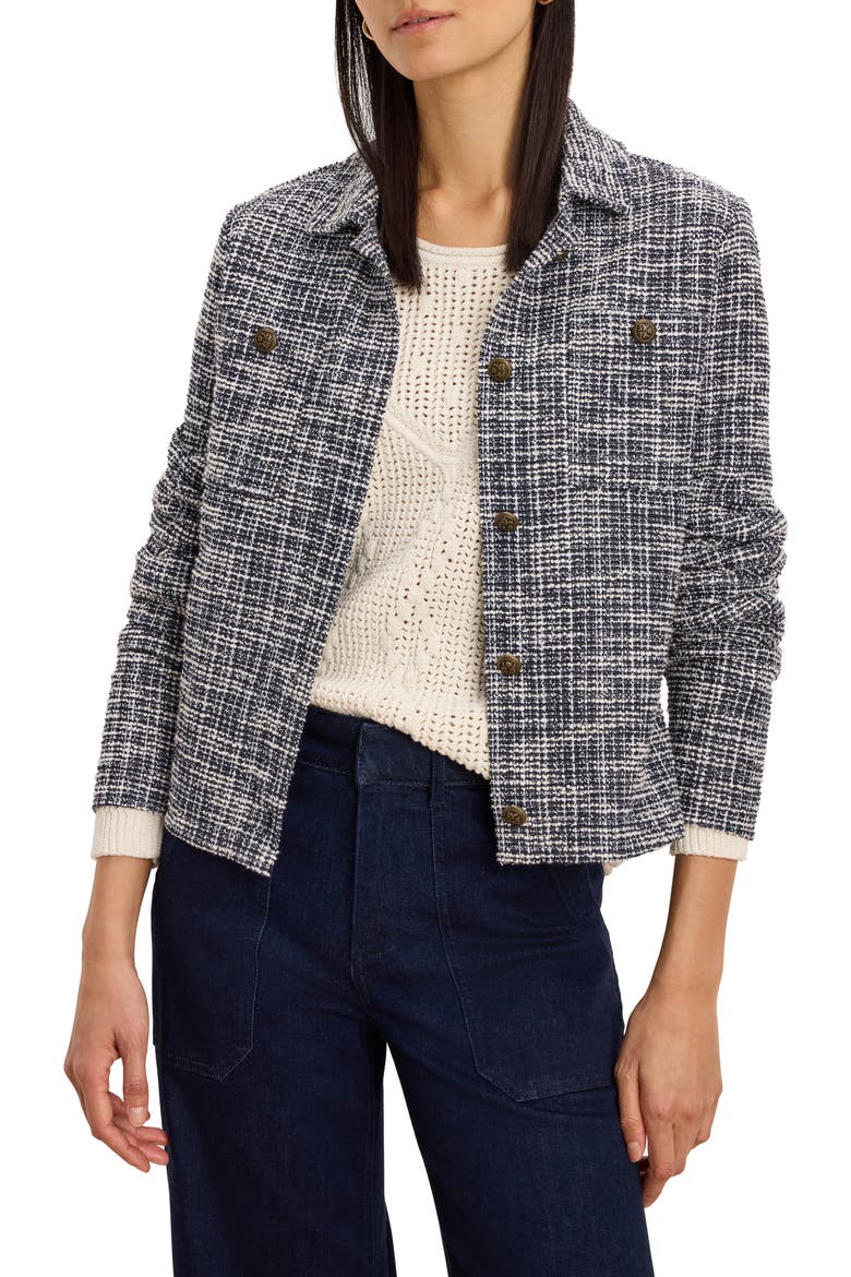 Nightfall Metallic Crop Tweed Jacket, Main, color, INDIGO MIX