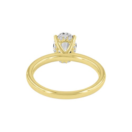 Luvmyjewelry Anastasia 14k Gold Oval Cut Solitaire Hidden Halo Ring In 14k Yellow Gold