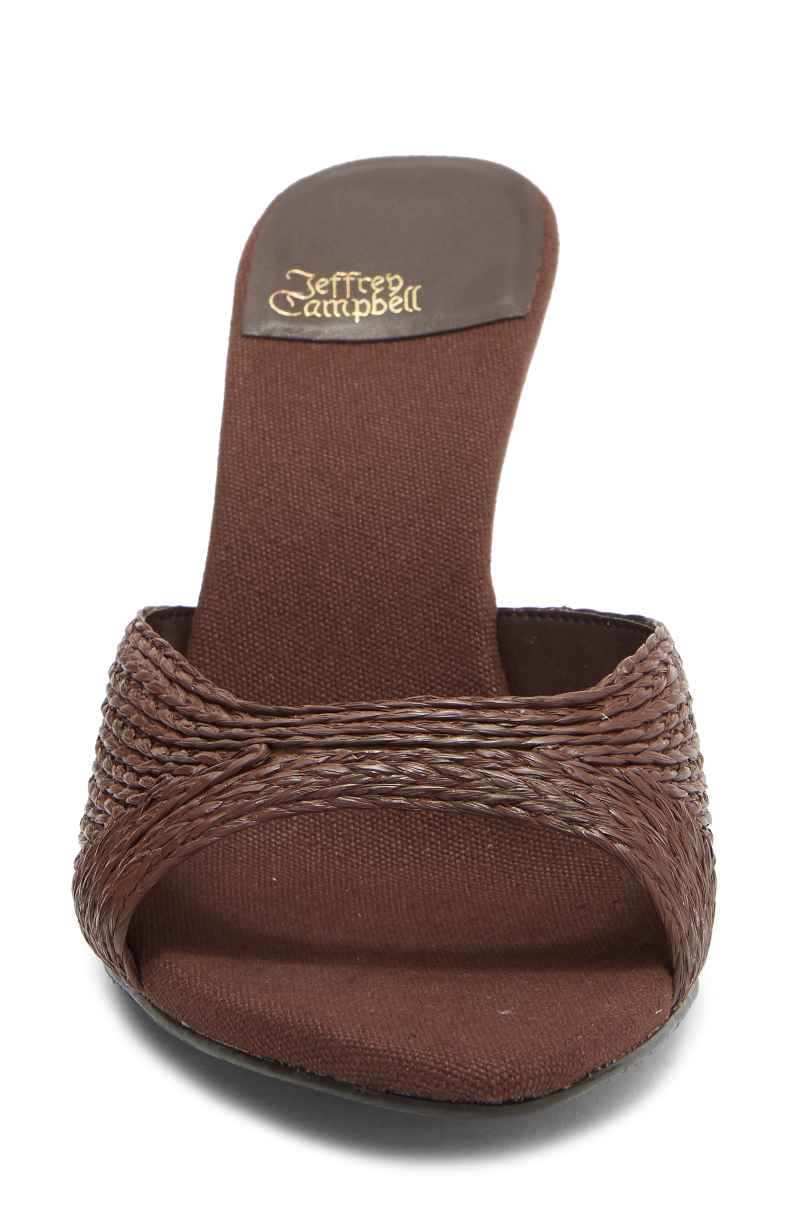 Jeffrey Campbell Agent Slide Sandal, Alternate, color, Dark Brown Raffia