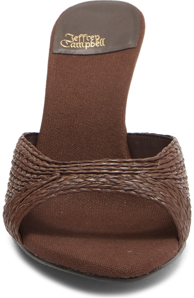 Jeffrey Campbell Agent Slide Sandal, Alternate, color, Dark Brown Raffia