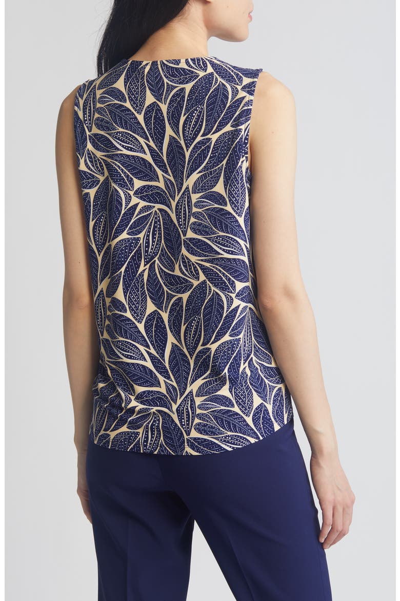 Print Sleeveless Top, Alternate, color, GOLDEN STRAW/BLUE