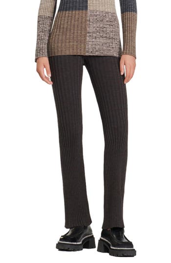 Sandro Palerme Rib Knit Pants In Blue