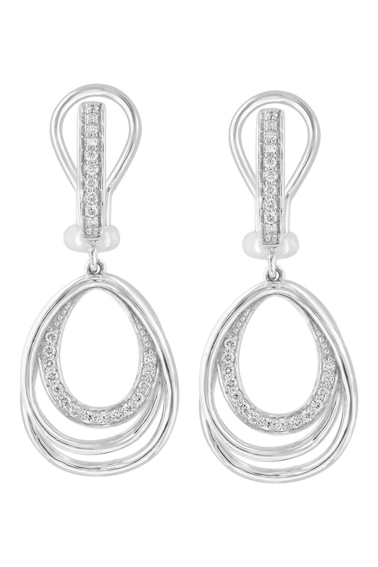 Diamond Drop Earrings, Main, color, WHITE GOLD