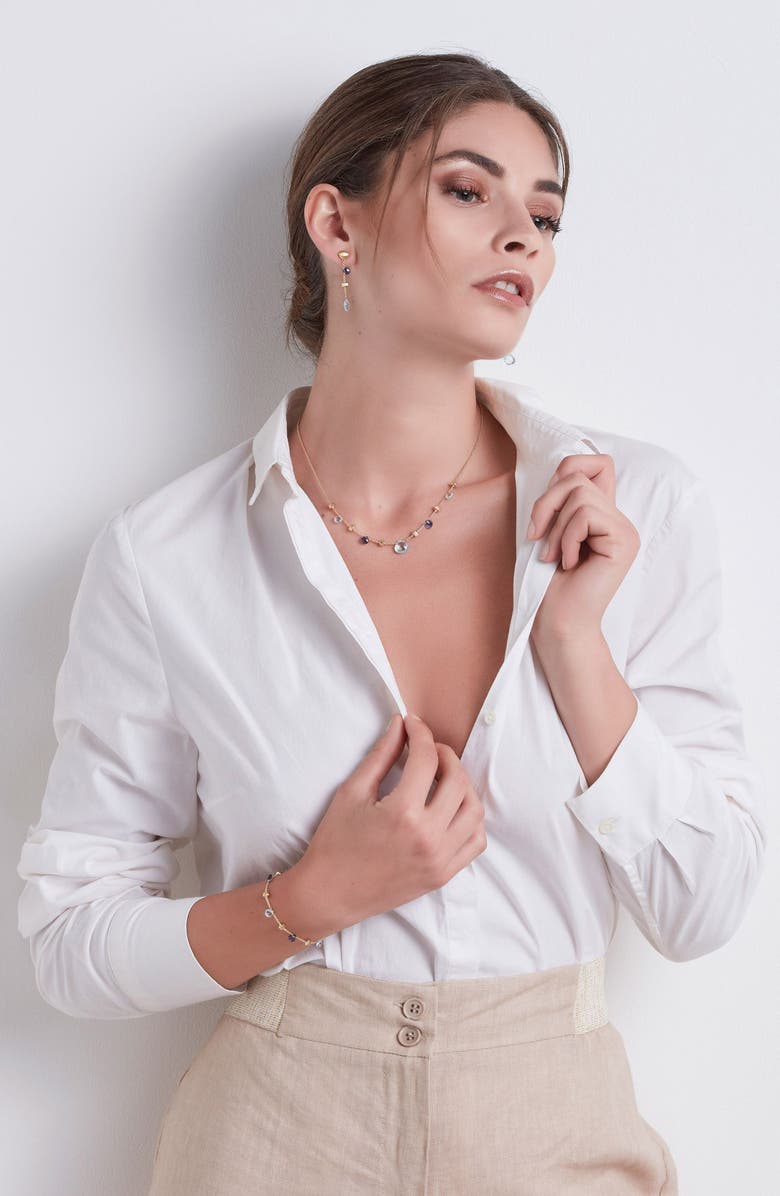 Marco Bicego Paradise 18K Yellow Gold Iolite & Blue Topaz Single Strand Bracelet, Alternate, color, Gold