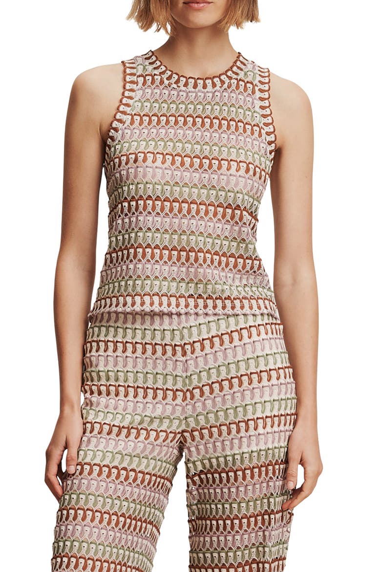 Rhett Stripe Crochet Knit Tank, Main, color, DEEP OCHRE DOVE MULTI