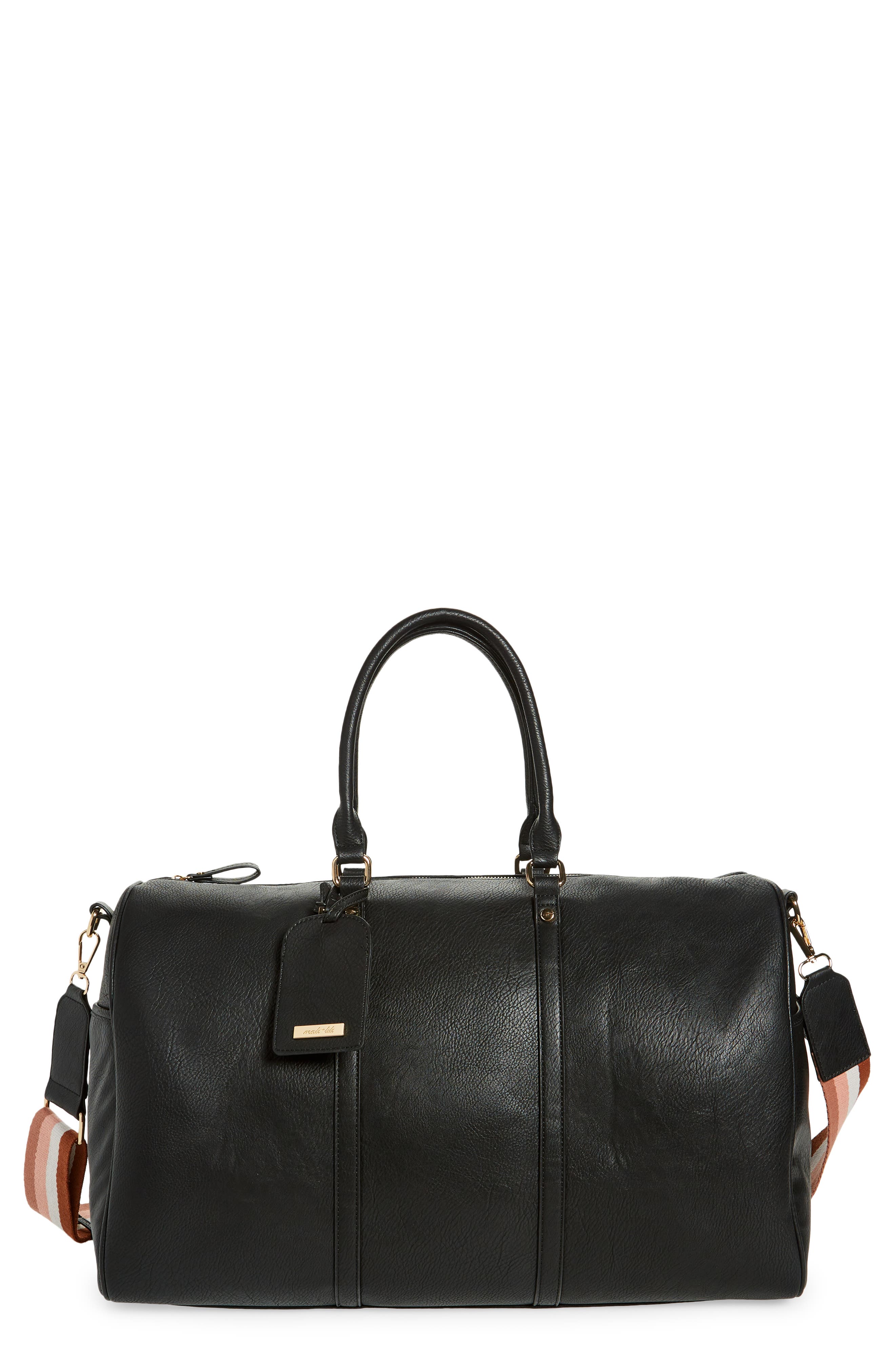 Mali + Lili Mollie Large Vegan Leather Overnight Duffle Bag, Main, color, 