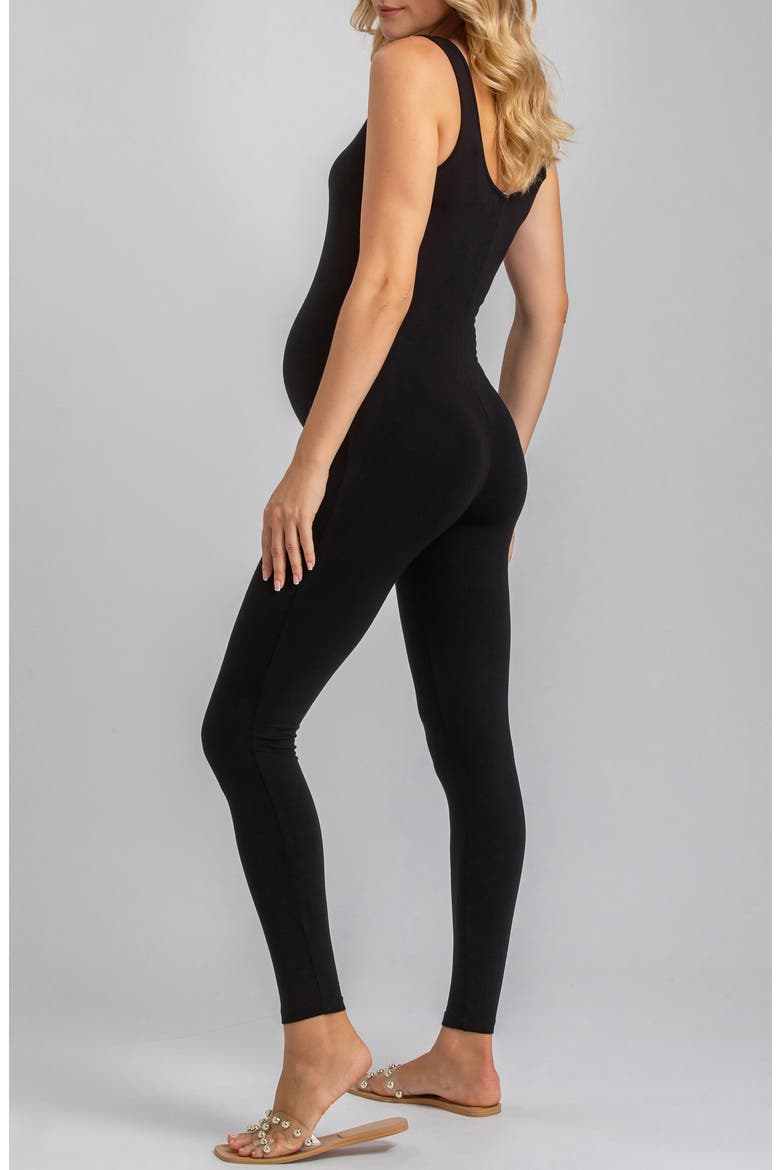 Scoop Neck Maternity Jumpsuit, Alternate, color, BLACK