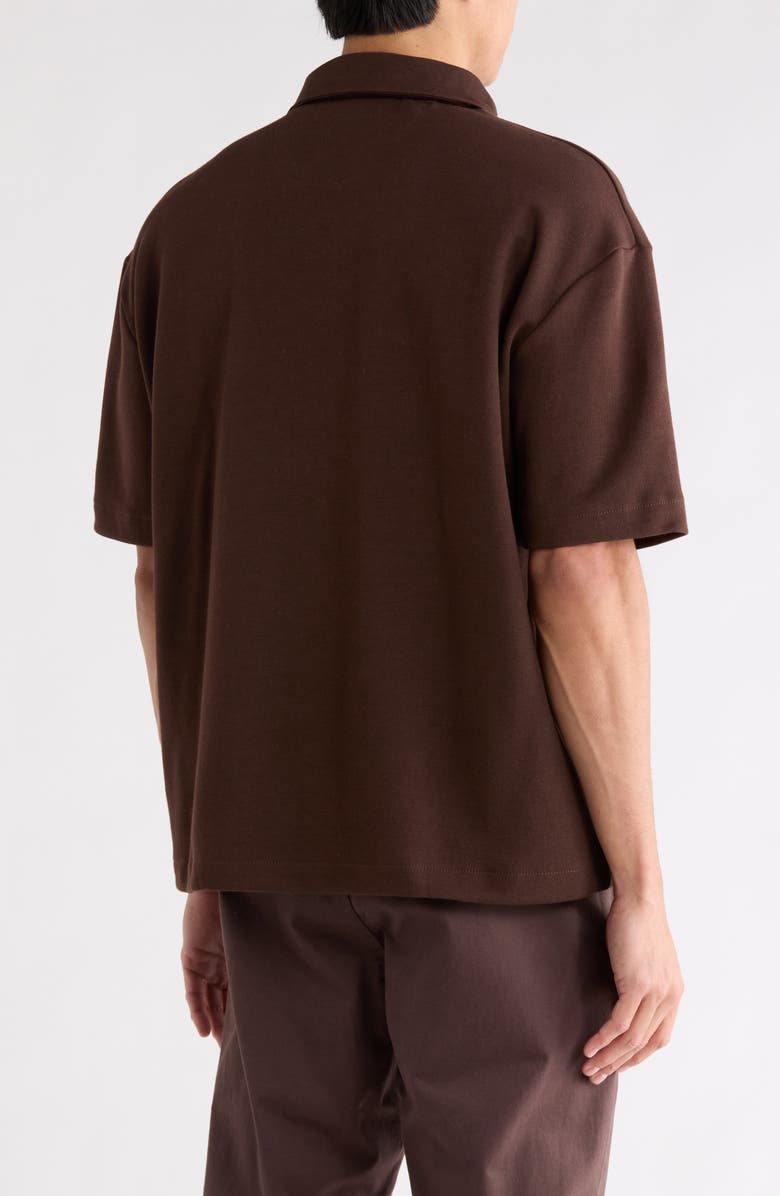 DENIM AND FLOWER Heavyweight Quarter Zip Polo, Alternate, color, Brown