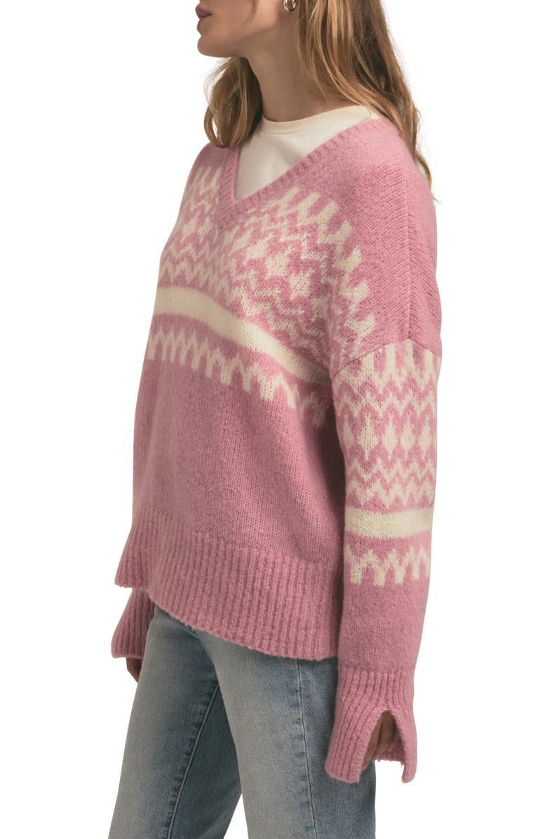 Favorite Daughter The Winter William Merino Wool Blend Sweater, Alternate, color, Pink Fairisle