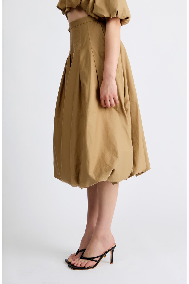 Indie Bubble Hem Midi Skirt, Alternate, color, TOFFEE