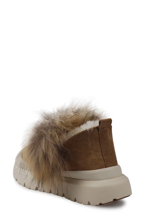 Zigi Faux Fur Lug Sole Bootie In Tan Suede