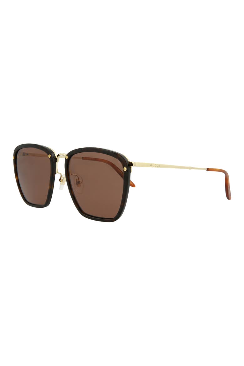 56mm Square Sunglasses, Alternate, color, HAVANA GOLD BROWN