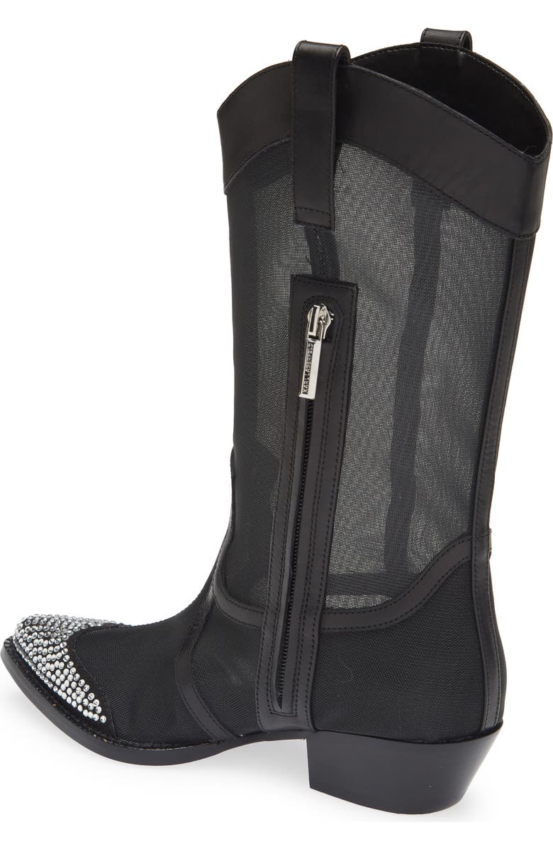 KARL LAGERFELD PARIS Rhinestone Detail Mesh Western Boot, Alternate, color,