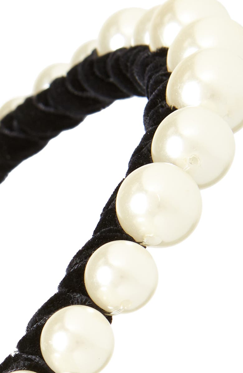 Lele Sadoughi Graduated Imitation Pearl Velvet Headband, Alternate, color,