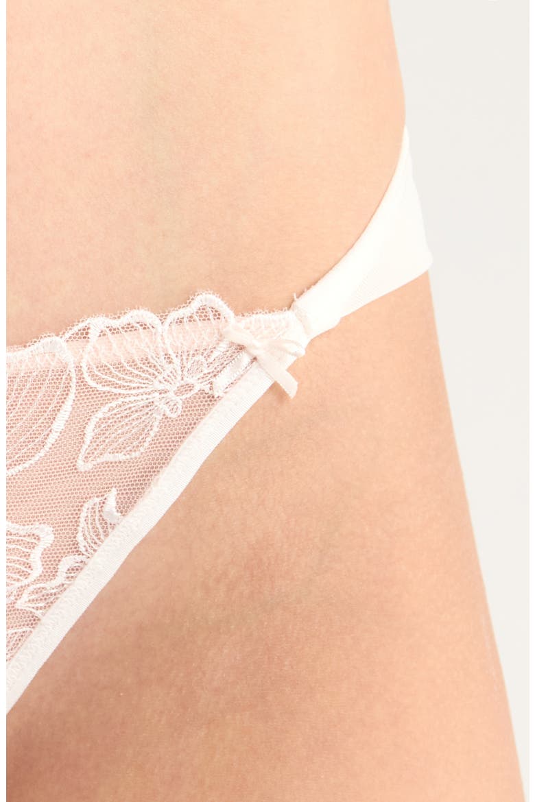Lauren Embroidered Mesh Brazilian Panties, Alternate, color, SNOW WHITE