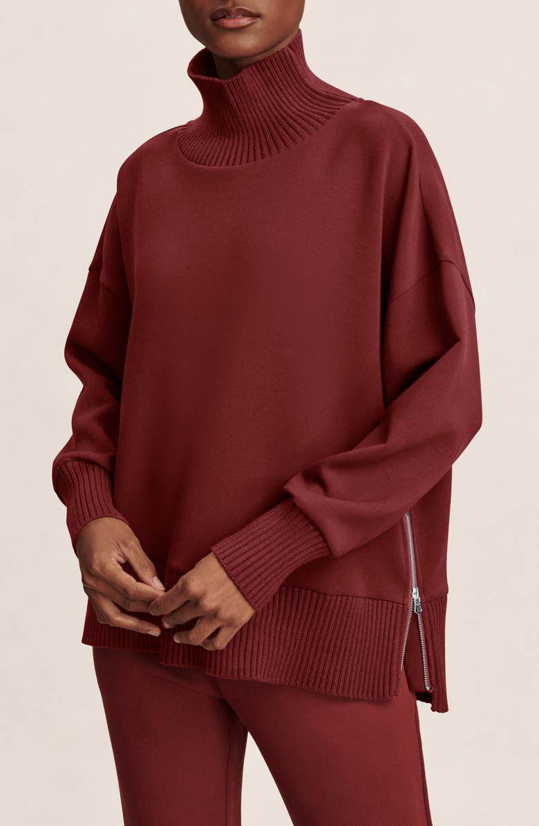 Varley Barker Turtleneck Sweatshirt, Main, color, New Maroon