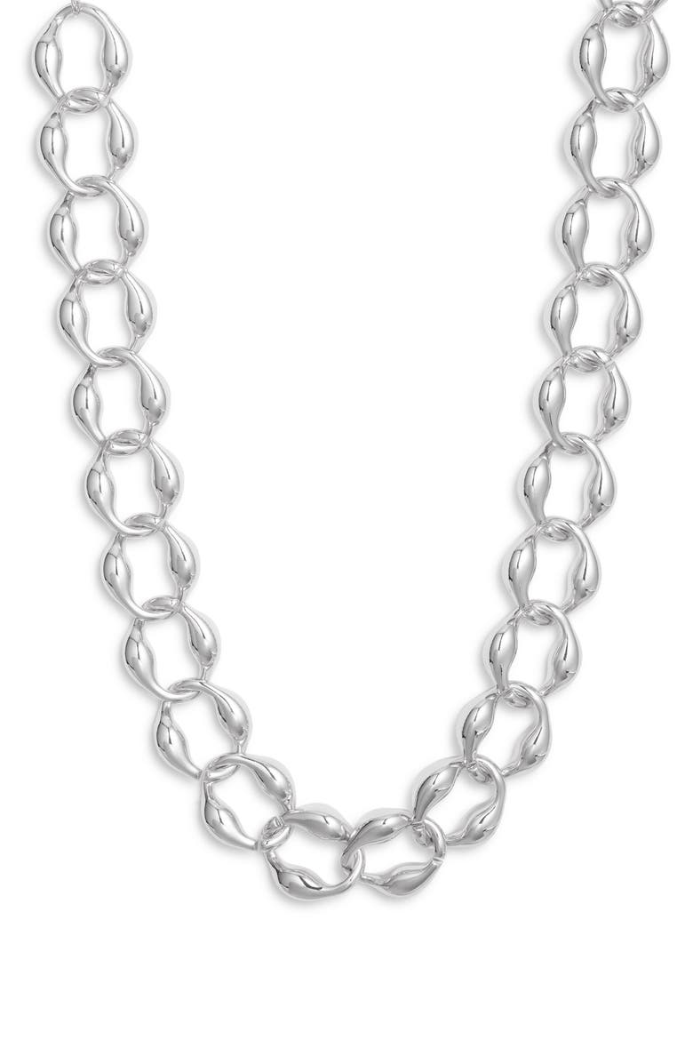 Puffy Curb Chain Necklace, Main, color, RHODIUM