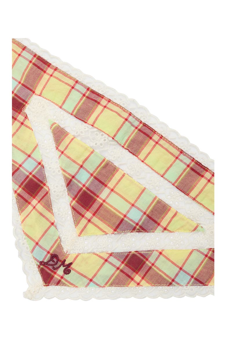 Lace Inset Plaid Organic Cotton Triangle Hair Scarf, Alternate, color, MULTI