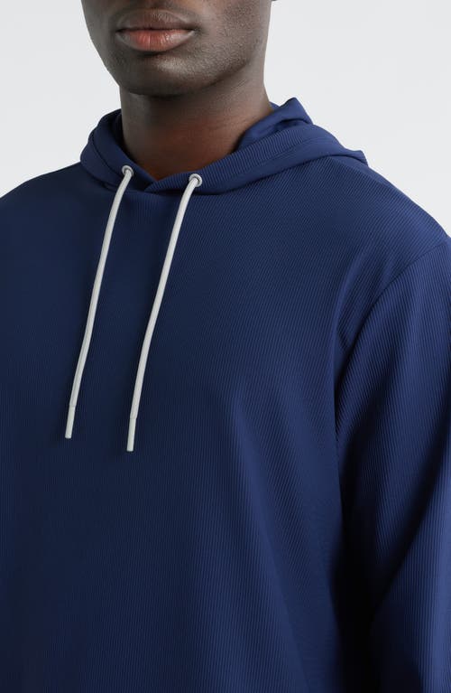 Johnnie-o Hoppin Ribbed Stretch Hooded Pullover In Blue