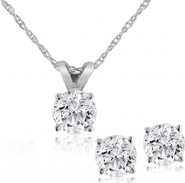 Bliss Diamond 3/4CT T.W. Diamond Studs & Solitaire Necklace Set in 14k or Gold